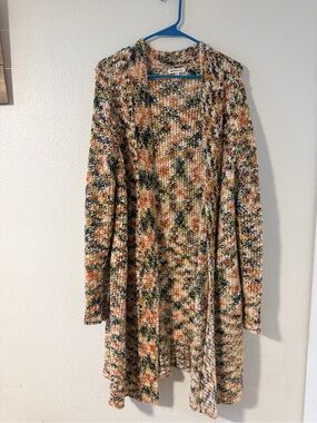 Margaux Multicolor Marled Open Cardigan - Peach, Green, Navy